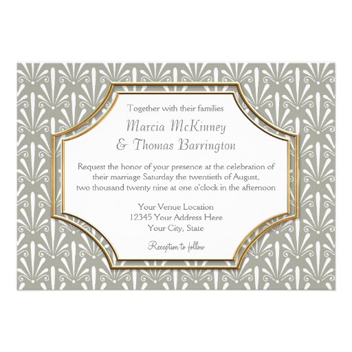Art Deco Nouveau Modern Fan Shell Pattern Custom Invitation