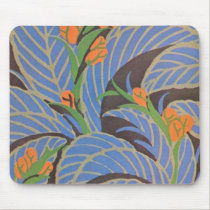 Art Deco Orange and Blue Floral Mousepad by vintagegiftmall Art Deco Orange and Blue Floral Mousepad