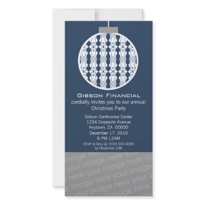 Art Deco Ornament Photo Card Invite, Blue by SuperstarbingHoliday