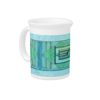 Art Deco Ornament Turquise Beverage Pitcher