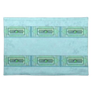 Art Deco Ornament Turquise Place Mats