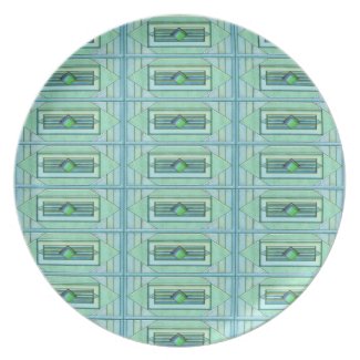 Art Deco Ornament Turquise Plate