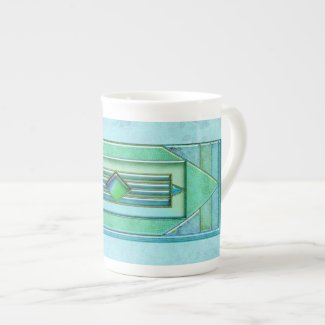 Art Deco Ornament Turquise Porcelain Mug