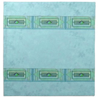 Art Deco Ornament Turquise Printed Napkins