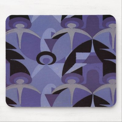 Art Deco Pattern-Blue Mouse Mats by dchaddad