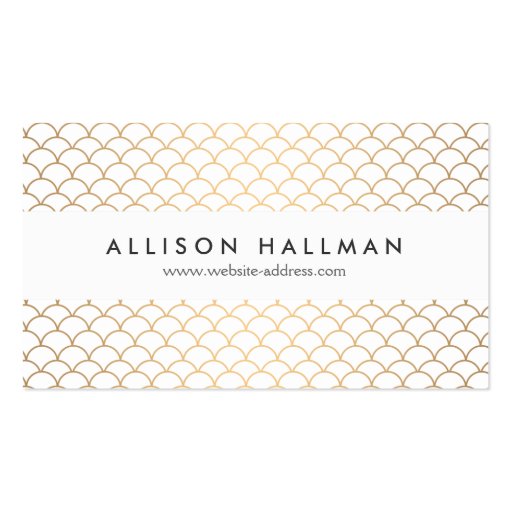 Art Deco Pattern in Gold Business Card Templates (front side)