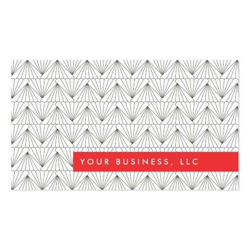 Art Deco Pattern with Red Bar Business Card Design (front side)