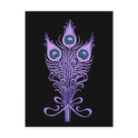 Art Deco Peacock Feathers Wedding Theme Post Card