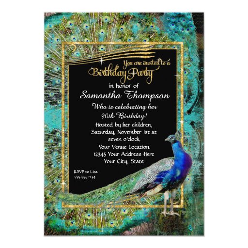 Art Deco Peacock Glam Old Hollywood Birthday Party 5x7 ...