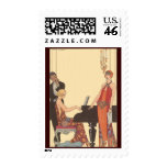 Art Deco Pianist and Singer Postage Stamp