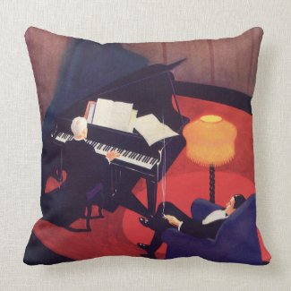 Art Deco Piano Player in Lounge Pillows
