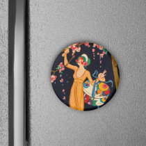 Art Deco Picking Flowers Magnet magnets