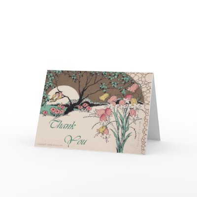 Art Deco Prints Love Birds Thank You Card by ArtDecoPrints
