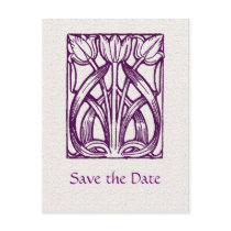 Art deco purple tulips postcard