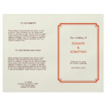 Art deco retro orange brown wedding program flyers