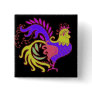Art Deco rooster in Purple on Black Pin