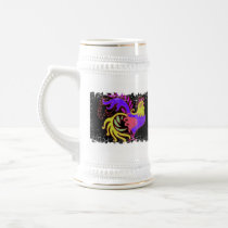 Art Deco rooster in Purple on Black mugs