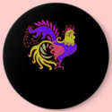 Art Deco Rooster (Jewel Tone) buttons by pidgiefund Art Deco Rooster (Jewel Tone) buttons