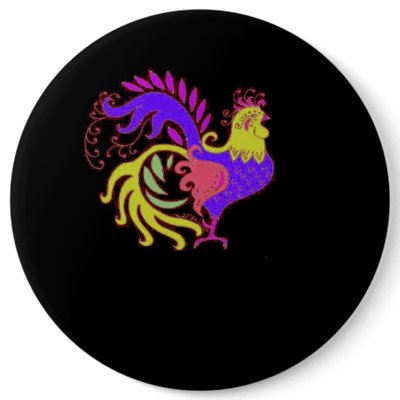 Art Deco Rooster (Jewel Tone) Button by pidgiefund