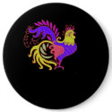 Art Deco Rooster (Jewel Tone) buttons by pidgiefund Art Deco Rooster (Jewel Tone) buttons