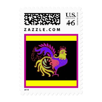 Art Deco Rooster (Jewel Tone) stamp