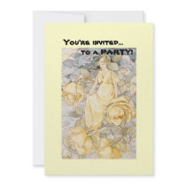 Art Deco Rose Fairy Nymph Invitations