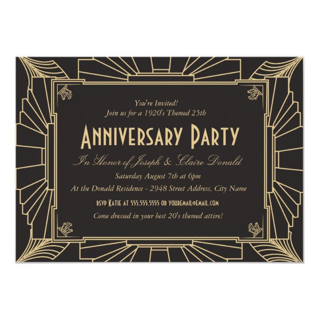Art Deco Style Anniversary Invitation