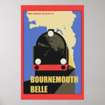 Art Deco Style Bournemouth Belle train ad Poster