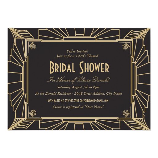 Art Deco Style Bridal Shower Invitation