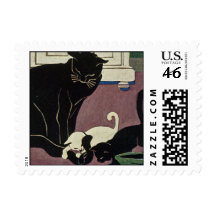 Art Deco Style Cat and Two Kittens Stamps