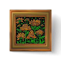 Art Deco Style Flowers (Frame effect border) buttons by artberry Art Deco Style Flowers (Frame effect border) buttons