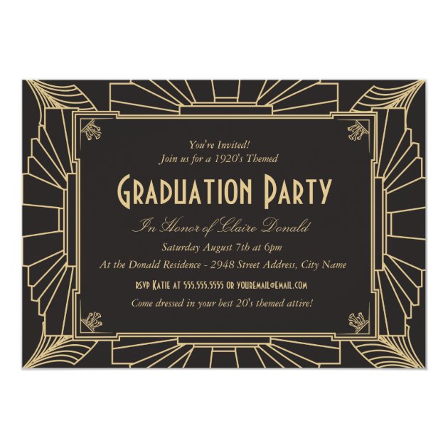 Art Deco Style Graduation Party Invitation