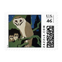 Art Deco Style Owl and Owlets stamps