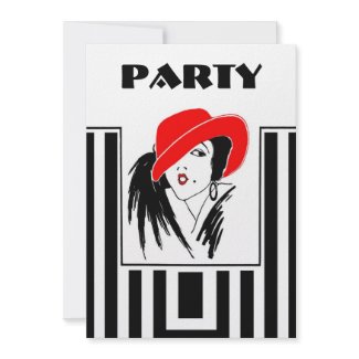 Art Deco Style Hat Party Invitations 