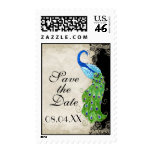 Art Deco Style Peacock Black n Cream Vintage Lace Postage Stamp