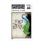 Art Deco Style Peacock Black n Cream Vintage Lace Postage Stamps