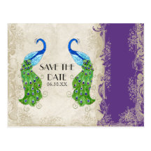 Art Deco Style Peacock Purple n Cream Vintage Lace Post Cards