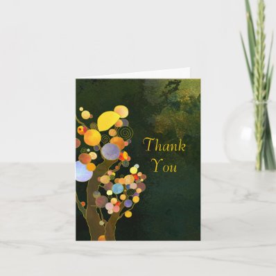 Art Deco Style Two Trees Wedding Thank You Cards
