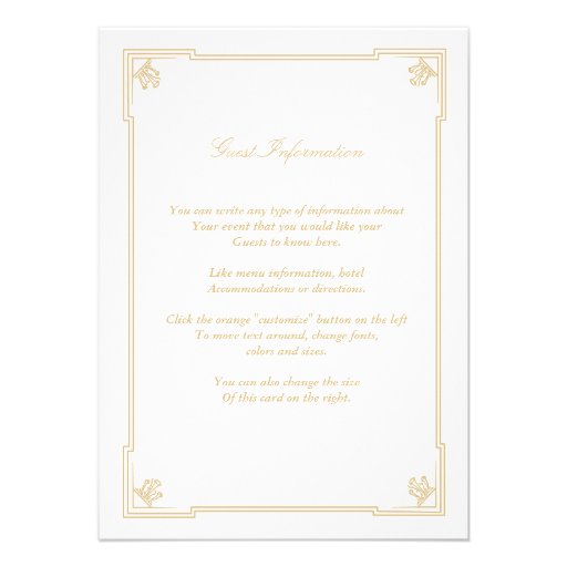 Art Deco Style Wedding Insert Card
