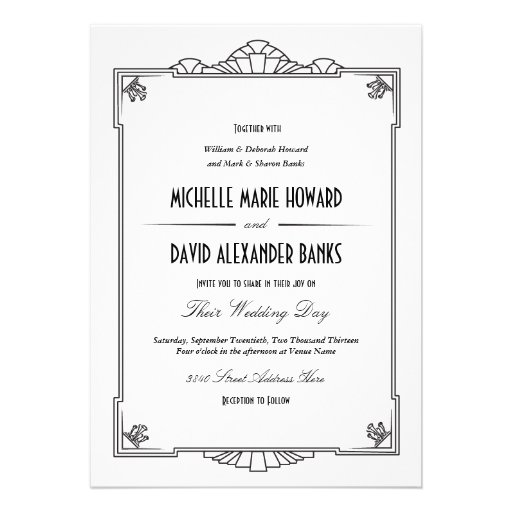 Art Deco Style Wedding Invitation