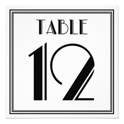 Art Deco Table Number 12 Personalized Invite