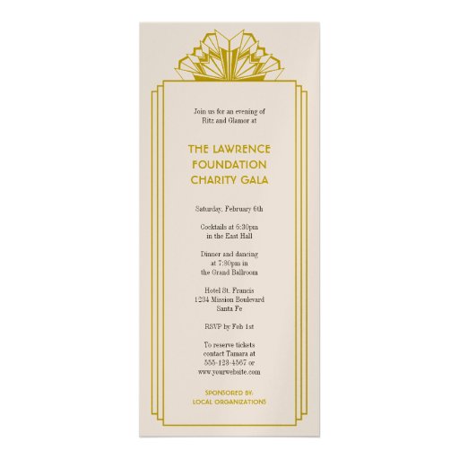 Art Deco tan stacked frame glamor formal event Custom Announcements