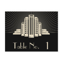 Art Deco Tower Ray in Black and Ivory Table Number Post Cards