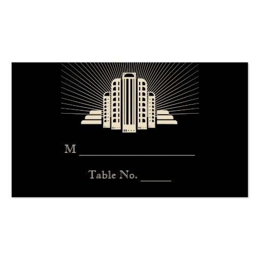 Art Deco Tower Ray Wedding Place Cards Business Cards (front side)