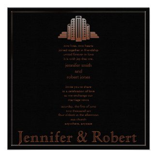 Art Deco Tower Wedding Invitation