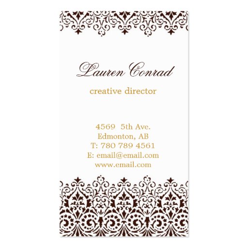 Art Deco Vertical Business Card with Monogram (front side)