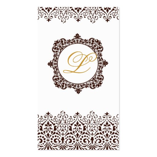 Art Deco Vertical Business Card with Monogram (back side)