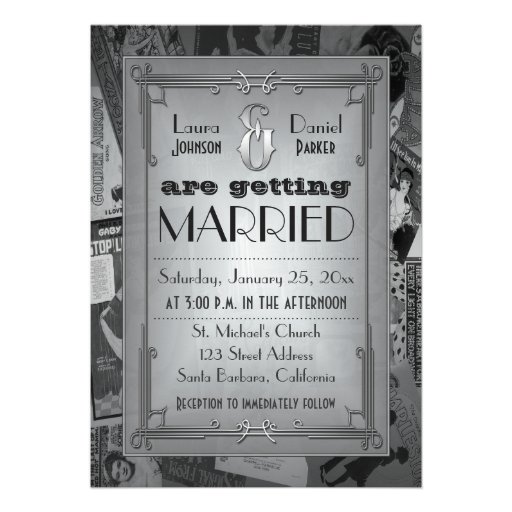 Art Deco Vintage Posters Wedding Invitation