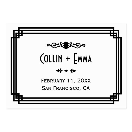 Art Deco Wedding Place Cards Business Cards (front side)