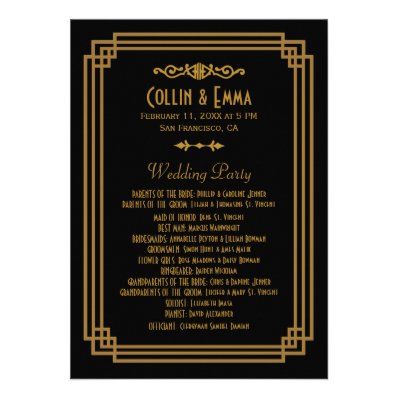 Art Deco Wedding Programs Personalized Invitation